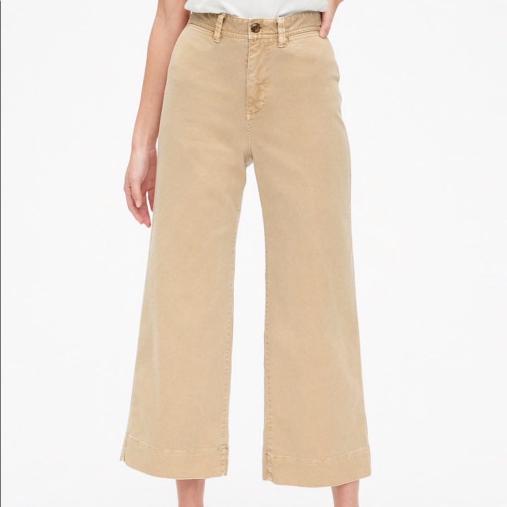 High waisted straight wide leg crop pants